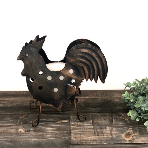 Other Rustic Metal Rooster Candle Holder Poshmark